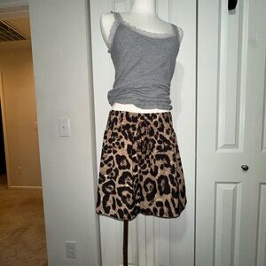 Leopard Print A-Line Shorts - Tan and Black